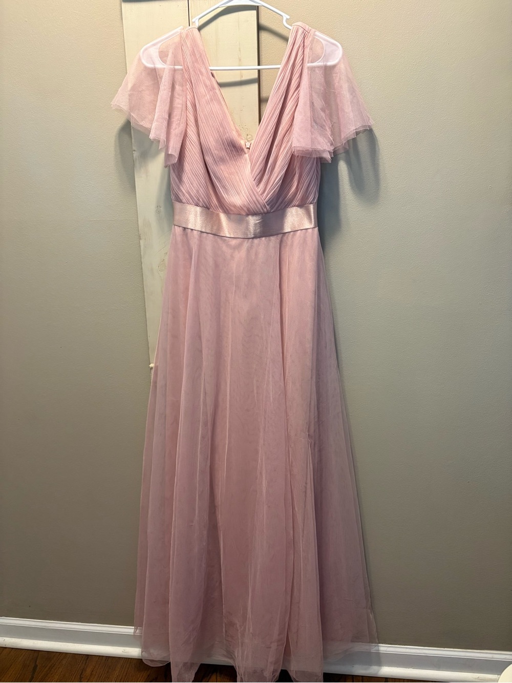 Ever Pretty Dusty Rose V-Neck Tulle Evening Gown